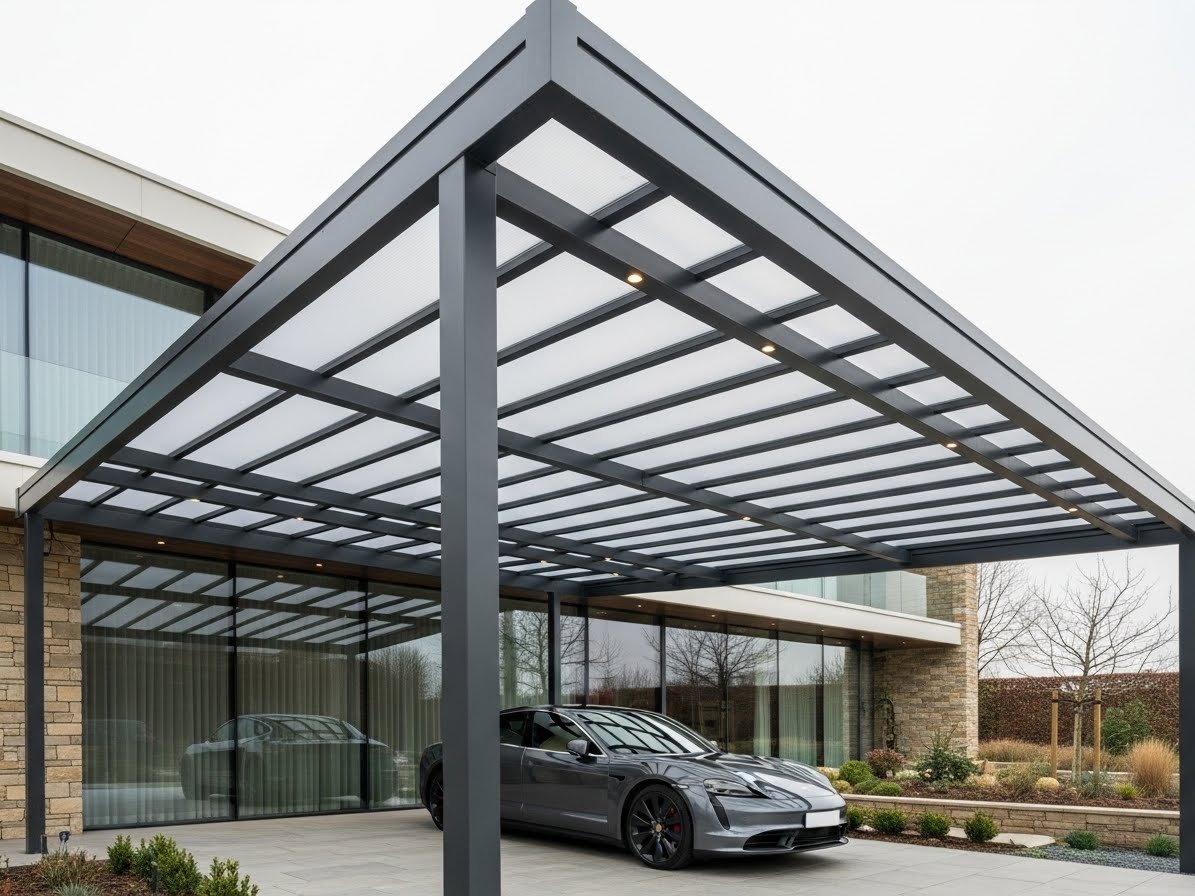 Khám phá chi tiết mái che Polycarbonate là gì và ứng dụng trong công trình hiện đại 9 mai che o to 12 13